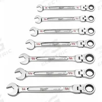 MILWAUKEE Combination Wrench Set: Steel, Chrome Vanadium, 7 Tools, Flex, Tray (MPN 48-22-9429). Key specifications — attr309581: Chrome Vanadium; attr309580: Steel; attr309571: No; attr309583: No; attr309587: Yes; attr324931: MILWAUKEE; attr309569: 3/8 in to 3/4 in; attr309572: Tray.