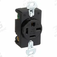HUBBELL Receptacle: Single, Black, 250V AC, 20 A, 3 Pole / 4 Wire (MPN HBL8420)