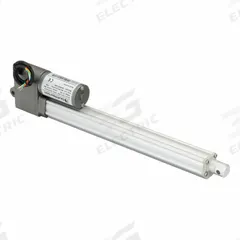 DUFF-NORTON Linear Actuator: LT, 225 lbf Rated Load, 9.8 in Stroke, 12V DC, IP66 (MPN LT225-1-250P). Key specifications — Nut Material: Plastic; Position Feedback Option: Potentiometer.