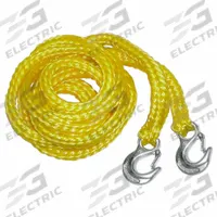 KEEPER Tow Rope: 5/8 in Overall Wd, 13 ft Overall Lg, Yellow, Polypropylene, Diamond Braid Rope Ply (MPN 02855). Key specifications — Material: Polypropylene; Hook Type: Snap Hook; Attachment Style: Forged Steel Hoop w/latch; Duty Capacity: Standard Duty; Brand: KEEPER; Equipment Color: Yellow; Number of Ply: Diamond Braid Rope.