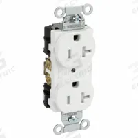 HUBBELL Receptacle: Duplex, 5-20, White, 125V AC, 20 A, 2 Pole / 3 Wire (MPN BR20WHITR)