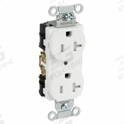 HUBBELL Receptacle: Duplex, 5-20, White, 125V AC, 20 A, 2 Pole / 3 Wire (MPN BR20WHITR) - General Purpose Receptacles