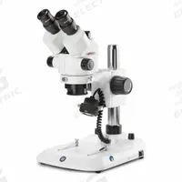 GLOBE SCIENTIFIC Microscope: Stereo, Binocular, 7X to 45X, 29.9 mm Optical Field of View, 100 mm (MPN ESB-1903-P). Key specifications — attr1026048: GLOBE SCIENTIFIC; attr1026068: 45X; attr1026078: 7X to 45X; attr1026095: 100 mm.
