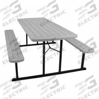 NATIONAL PUBLIC SEATING Folding Picnic Table: Plastic, Gray, 29 1/2 in Overall Ht, 72 in Overall Lg (MPN BMPT3072-BK02). Key specifications — Brand: NATIONAL PUBLIC SEATING; Tabletop Color: Gray; Manufacturer Part Number: BMPT3072-BK02; Standards: ANSI/BIFMA; Product Type: Folding Picnic Table; Frame Material: Steel.