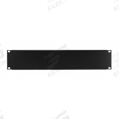 MONOPRICE Blank 2U Panel: 2 Rack Units, 19 in Overall Wd, 3 1/2 in Overall Ht, 1 in Overall Dp (MPN 7262). Key specifications — Brand: MONOPRICE; Product Type: Blank Panel; Color: Black; Material: Steel.