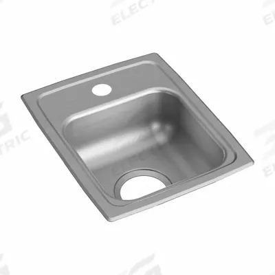 JUST MANUFACTURING Bowl Drop-In Sink: 16 in Overall Lg, 13 in Overall Wd, 6 in Bowl Dp - One-Bowl Counter-Mounted Kitchen & Bar Sinks without Faucets