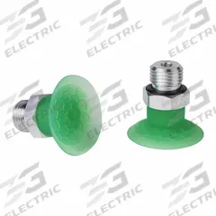 SCHMALZ Vacuum Pad Assembly: Flat, G1/4 in Vacuum Port, 31.5 mm Pad Dia, Food Grade Silicone Rubber (MPN 10.01.01.14256). Key specifications — attr1019136: 10.01.01.14256; attr1019138: SCHMALZ; attr1019139: 55 A.