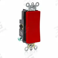 LEVITON Wall Switch: Rocker Switch, 3-Way, Maintained, Red, 120/277V AC, 20 A (MPN A5623-2R). Key specifications — Illuminated: No; Voltage Rating: 120/277V AC.