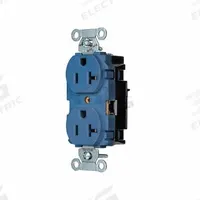HUBBELL Receptacle: Duplex, 5-20, Blue, 125V AC, 20 A, 2 Pole / 3 Wire (MPN 5352STBL)