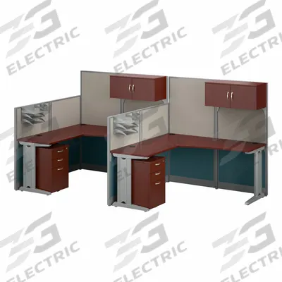BUSH BUSINESS FURNITURE Modular Cubicle Workstation: 62 7/8 in Overall Ht, 129 in Overall Wd - Office Cubicles with Privacy Panels