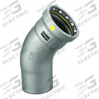 VIEGA MEGAPRESS Crimp Elbow Fitting: 4 in Pipe x 4 in CTS Size, Press-fit x FTG, Carbon Steel, HNBR (MPN 28655). Key specifications — attr1347260: VIEGA MEGAPRESS.