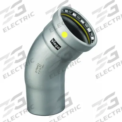 VIEGA MEGAPRESS Crimp Elbow Fitting: 4 in Pipe x 4 in CTS Size, Press-fit x FTG, Carbon Steel - Gas Steel Press Pipe Fittings