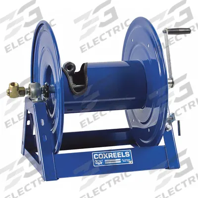 COXREELS Hand Crank Hose Reel: 325 ft (1/2 in I.D.), 17 5/8 in L x 23 3/8 in W x 18 3/4 in H - Standard Multipurpose Hand-Crank Hose Reels with Gooseneck