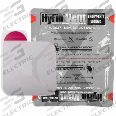 HYFIN Vented Chest Seal: 6 in Dressing Lg, 6 in Dressing Wd, Plastic, Non-Sterile - Chest Seals