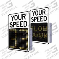 LED Radar Speed Display Sign: 23 in x 29 in Nominal Sign Size (W x H), Aluminum, White, Hardwire (MPN 140163). Key specifications — Sign Material: Aluminum; Retroreflective Grade: High-Intensity Prismatic; Basic Power Source: Hardwire; Background Color: White.