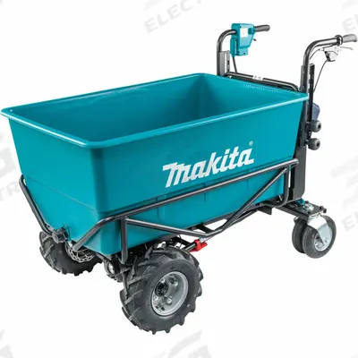 MAKITA Material Handling Flat Bucket: 661 lb Max Load Capacity, 4 Wheels, 36V LXT - Battery-Powered Wheelbarrows & Carts