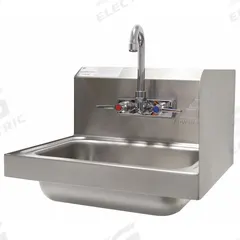 ADVANCE TABCO Hand Sink: 1 Stations, 5 in Bowl Dp, 14 in Bowl Lg, 10 in Bowl Wd, Faucet Included (MPN 7-PS-66R). Key specifications — Includes Side Splash: Side Splash Included; Brand: ADVANCE TABCO.