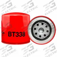 BALDWIN FILTERS Oil Filter: BT338, M18-1.50 Thread Size, 3 7/8 in Overall Ht, 3 11/16 in Outside Dia. Key specifications — Baldwin Interchange: BT338; Brand: BALDWIN FILTERS; Compatible Vehicle Make: MDI/Yutani; Includes: G324-A Integral Gasket; Media Material: Cellulose.