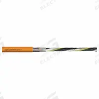 CHAINFLEX VFD Servo Motor Cable: (4) 6 AWG (16.0)/(2) Shielded Twisted Pr 16 AWG (1.5), Orange (MPN CF27160150202D). Key specifications — Conductor Grouping: (4) 6 AWG/(2) Shielded Twisted Pair 16 AWG; Includes Ground: Yes; Overall Length: Order by the Foot; Minimum Bend Radius Factor - Fixed: 4 x OD; Minimum Bend Radius Factor - Flexible: 6 x OD; Brand: CHAINFLEX.