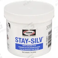 HARRIS Brazing Flux: 1 lb, Jar, Paste, FB3-A, Stay-Silv White (MPN SSWF1). Key specifications — Manufacturer Part Number: SSWF1; Color: White; Brand: HARRIS.