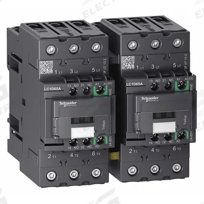 SCHNEIDER Magnetic Contactor: Reversing, 3 Poles, 3NO Contacts, 65 A - Reversing IEC Contactors