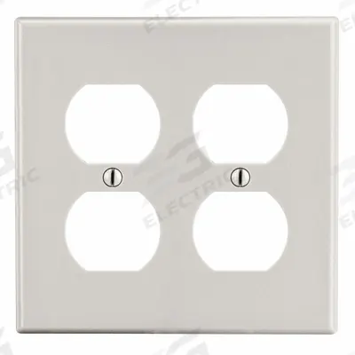 HUBBELL Wall Plate: Duplex Outlet, 2 Gang, Almond - General Purpose Wall Plates