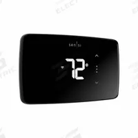 COPELAND Wi-Fi Low Voltage Thermostat: Heat and Cool, Black, AUX/C/G/O/B*/R/W/Terminal Designations (MPN 1F76U-22WFB). Key specifications — Application: Heat and Cool; Housing Color: Black; Programming Capability: Fully Customizable (In-App Based); Terminal Designations: C; Smart Capabilities: Learning; Humidification Control: Yes; Brand: COPELAND; Control Type: Touch Screen.
