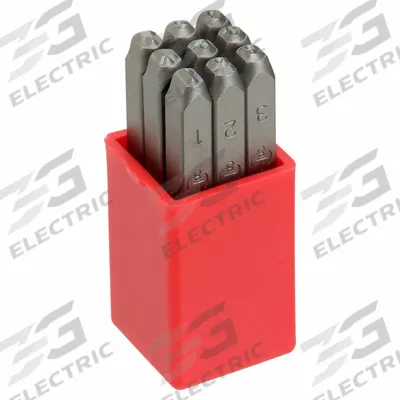 APPROVED VENDOR Hand Stamp Kit: 0 thru 9 (6 doubles as 9), 1/8 in Character Ht - Sharp-Face Hand Stamps