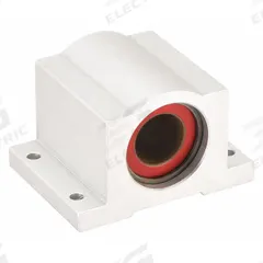PBC LINEAR Mounted Linear Bearing: Single, Self-Aligning, 1 1/4 in Inside Dia, Frelon™ Gold (MPN P20). Key specifications — Liner: Frelon™ Gold; Material: Aluminum Alloy.