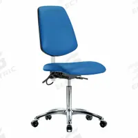 ESD Task Chair: Vinyl, Armless, Ht Range 21 1/2 in to 29 in, 18 1/2 in Seat Wd, 17 in Seat Dp, Blue (MPN BR-ESD-VMBCH-MB-CR-T0-A0-NF-EC-ESDBLU). Key specifications — Foot Support: No; Back Tilt Backward: 13.5°; Back Tilt Forward: 10.5°; Base Material: Aluminum; Brand: APPROVED VENDOR; Product Type: ESD Task Chair; ESD-Safe: ESD-Safe.