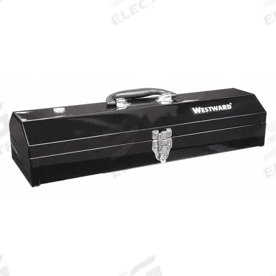WESTWARD Tool Box: 19 1/8 in W 6 in D 4 in H, Steel, Black, Padlock - Steel Tool Boxes