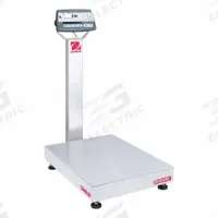 OHAUS Industrial Bench Scale: 18 in x 24 in, Not IP Rated, Column-Mounted, Stainless Steel (MPN D52P50RTX2). Key specifications — Connection Ports: Wi-Fi®; Readability: 0.005 lb/2 g; Brand: OHAUS; Weighing Surface Material: Stainless Steel.