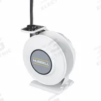 HUBBELL WIRING DEVICE-KELLEMS Extension Cord Reel: Ratchet Lock, 35 ft Cord Lg, 10 AWG, SOW, White (MPN HBLW35104W). Key specifications — Retractable Cord Ending NEMA Configuration: Bare Wire; Voltage: 600V AC; Brand: HUBBELL WIRING DEVICE-KELLEMS.