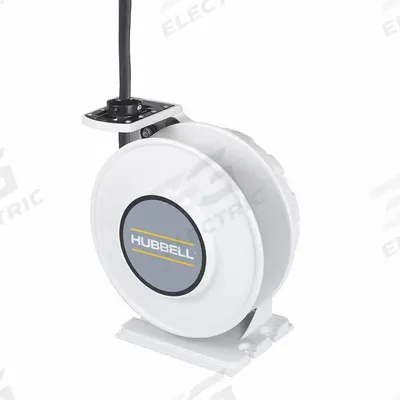 HUBBELL WIRING DEVICE-KELLEMS Extension Cord Reel: Ratchet Lock, 35 ft Cord Lg, 10 AWG, SOW - Hardwired Self-Retracting Cord Reels