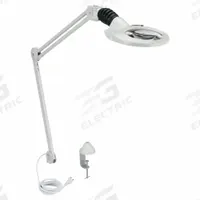 VISION-LUXO Round Magnifier Light: LED, 1.75x, 3 Diopter, 900 lm Max Brightness, 45 in Arm Reach (MPN KFL026022/18113LG). Key specifications — Arm Material: Steel; Brand: VISION-LUXO; Magnification: 1.75x; ESD Safe: No; Lens Material: Glass; Lighting Technology: LED; Operating Voltage: 120V AC; Includes Ultraviolet Light: No.
