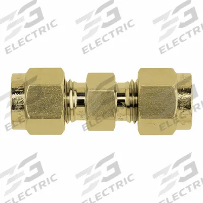 BRENNAN INDUSTRIES Compression Fitting Union: 1/4 in OD x 1/4 in OD Size, Tube x Tube - Clean & Bagged Double-Ferrule Brass Compression Fittings