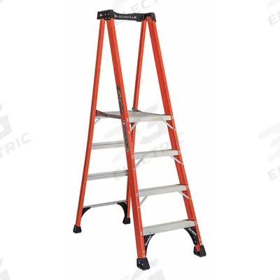 LOUISVILLE LADDER Platform Stepladder: 4 ft Ladder Size, Fiberglass, 375 lb Load Capacity - General Purpose Podium Stepladders