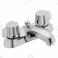 GERBER Low Arc Bathroom Faucet: 43-431, Brass, Chrome Finish, 1.2 gpm Flow Rate, Centerset, Arc (MPN G0743431). Key specifications — Includes: Compression Stems; Brand: GERBER; Series: 43-431.