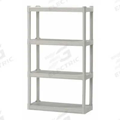 ABILITY ONE Plastic Shelving: 30 in x 12 in, 54 in Overall Ht - Press-Fit Stationary Plastic Shelving