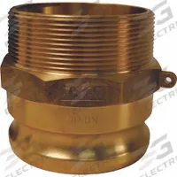 Cam and Groove Adapter: 1 1/4 in Coupling Size, 1 1/4 in Hose Fitting Size, 3 in Overall Lg, MNPT (MPN G125-F-BR). Key specifications — Thread Size: 1-1/4 in -11-1/2; Brand: DIXON VALVE & COUPLING.