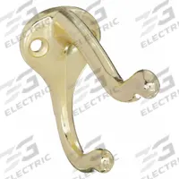 APPROVED VENDOR Coat Hook: Screw, 20 lb Wt Capacity, 2 Points per Hook, Gold, 3 in Projection (MPN 4JG64). Key specifications — Color: Gold; Finish: Electroplated; Material: Aluminum; Product Type: Coat Hook.