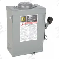 SQUARE D Safety Switch: Fusible, 30 A, Three Phase, 240V AC, Galvanized Steel, Indoor/Outdoor (MPN D321NRB). Key specifications — Brand: SQUARE D.