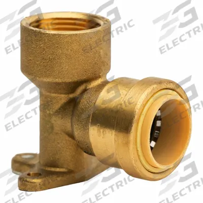 APPROVED VENDOR Elbow Drop Ear: 3/4 in OD x 3/4 in Pipe Size, Push-to-Connect x FNPT - Standard Brass Push-to-Connect Tube Fittings