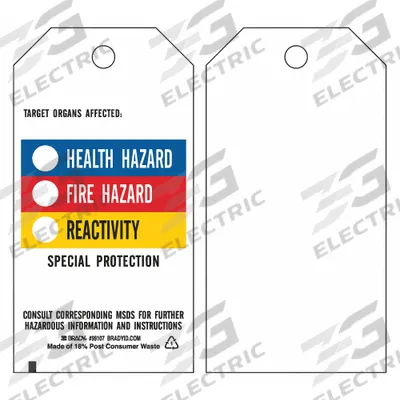 BRADY Tag: Polyester, Rectangle, 5 3/4 in Ht, 3 in Wd, 0.01 in Thick, (25) Nylon Ties - Safety