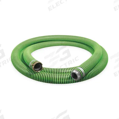 CONTINENTAL Suction and Discharge Hose: 4 in Hose Inside Dia., 38 psi, Black/Green - Thermoplastic Rubber Water Suction & Discharge Hose Assemblies with Polyethylene Helix Reinforcement