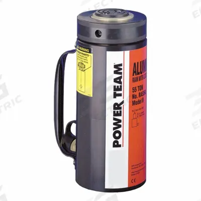POWER TEAM Hydraulic Cylinder: 55 ton Nominal Capacity, 6 in Nominal Stroke Lg, 11.04 sq in - Lightweight Lock Nut Rams