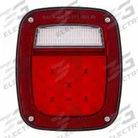 MAXXIMA Multi-function Box LED Stop: LED, Stop, Turn, and Tail Combo Light, Red/White, Rectangular (MPN M42220). Key specifications — Standards: DOT/SAE J593, J594, J2040, J2261; Electrical Connection: Blunt Cut Wires; Brand: MAXXIMA; Installation Type: Permanent; Lens Color: White; Mount Type: Stud; Lighting Technology: LED; Light Type: Stop, Turn, and Tail Combination Light.