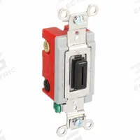 HUBBELL Wall Switch: Locking Switch, Single Pole/Double Throw, Momentary, Black, 120/277V AC, 20 A (MPN HBL1557L). Key specifications — Illuminated: No; Voltage Rating: 120/277V AC.