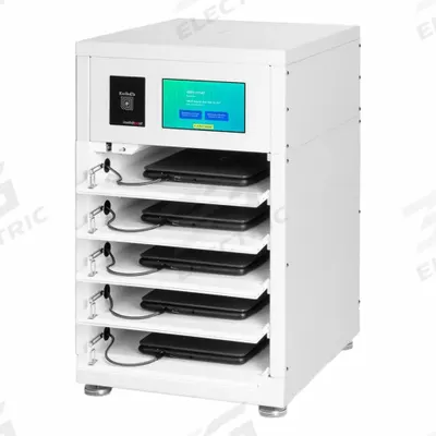 KWIK IQ Device Charging Locker: 16 in x 19.5 in x 25.5 in, Pedestal Mounting, (5) Tier - Access-Tracking Enabled Device-Charging Lockers