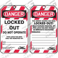 CONDOR Lockout Tag: Danger, Locked Out Device, Plastic, Remarks, Write-On Surface, English, Danger (MPN 48RU17)